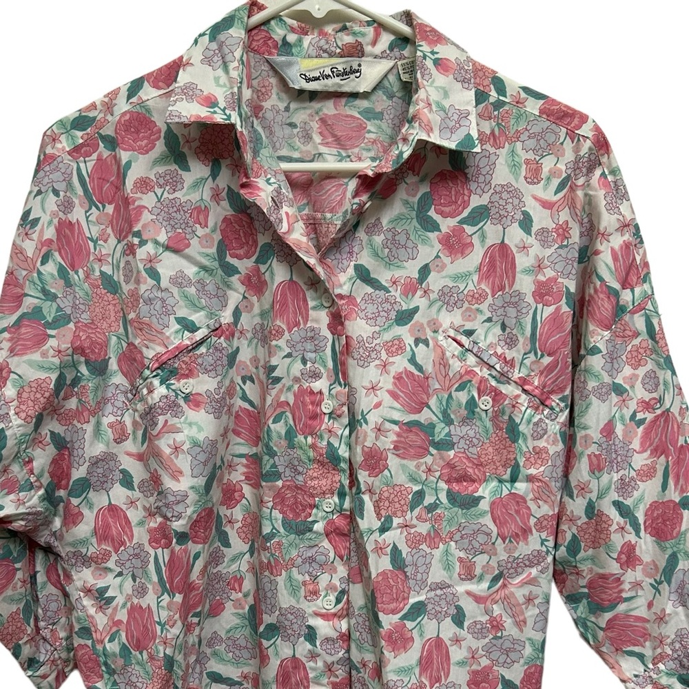 Vintage Diane Von Furstenberg Floral Button Down